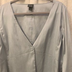 Eileen Fisher steel blue silk jacket. Sz L